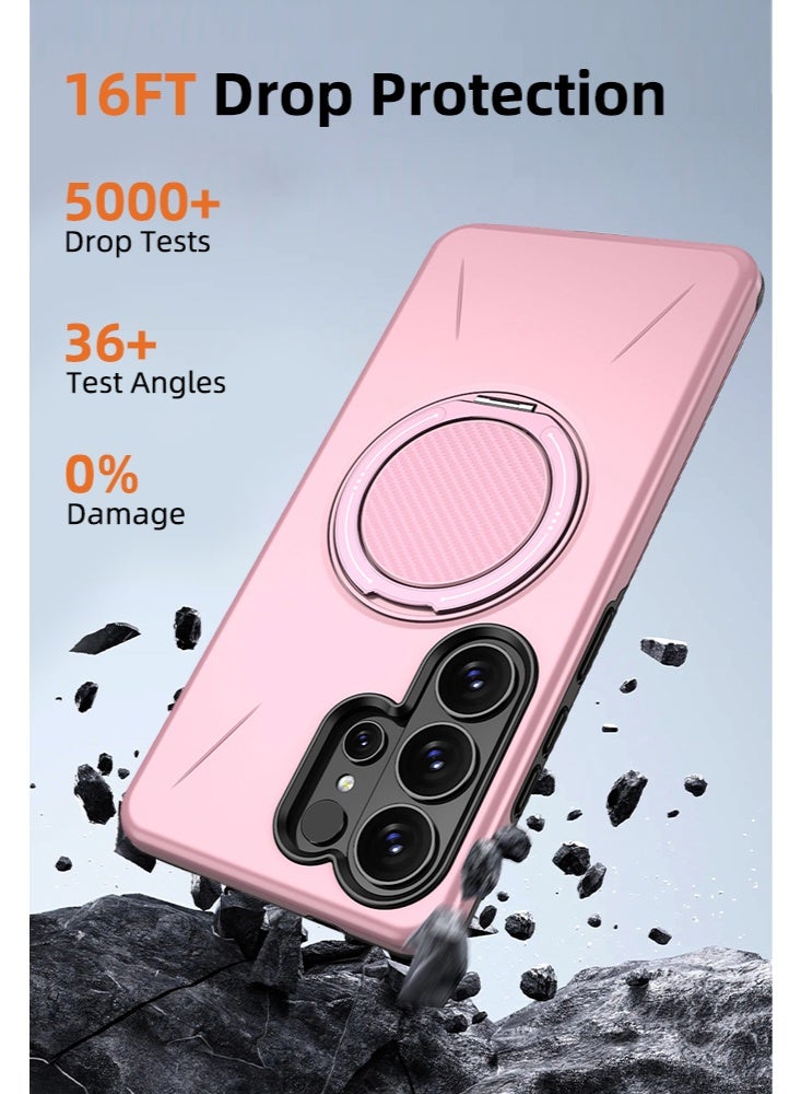 لـ Samsung S26 Ultra Case، متوافق مع حامل الخاتم، غطاء خلفي شبه شفاف غير لامع مضاد للصدمات، حافظة هاتف رفيعة وشاملة للحماية الكاملة لـ Galaxy S26 Ultra (وردي) - Image 3